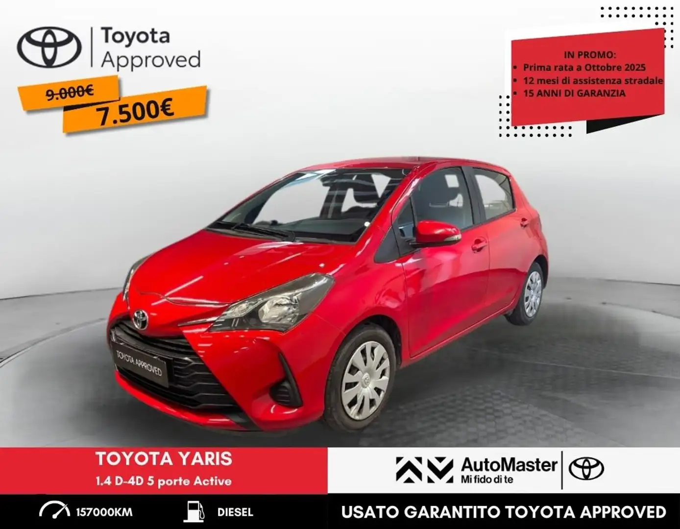 Toyota Yaris 1.4 D-4D 5 porte Active Красный - 1