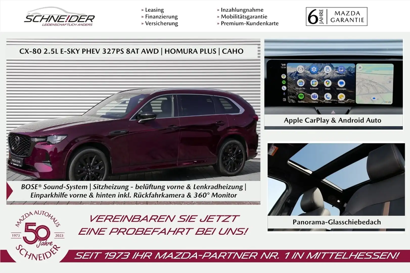 Mazda CX-80 PHEV 327PS Homura Plus Captain Seat Rot - 1