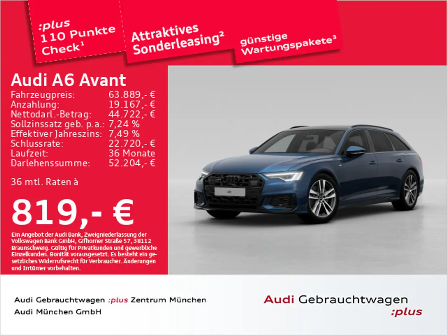 Audi A6 50 TDI qu. tiptronic S line Pano/ACC/AH Blau - 1
