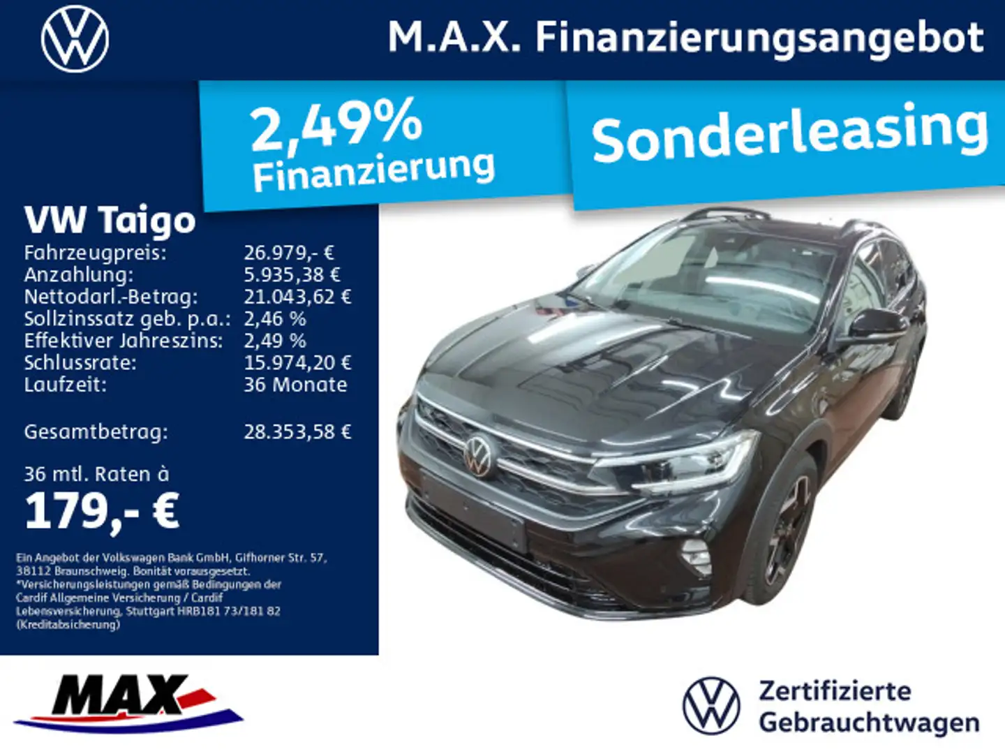 Volkswagen Taigo 1.0 TSI DSG R-LINE KAMERA+SHZ+ACC+IQ.LIGHT Schwarz - 1