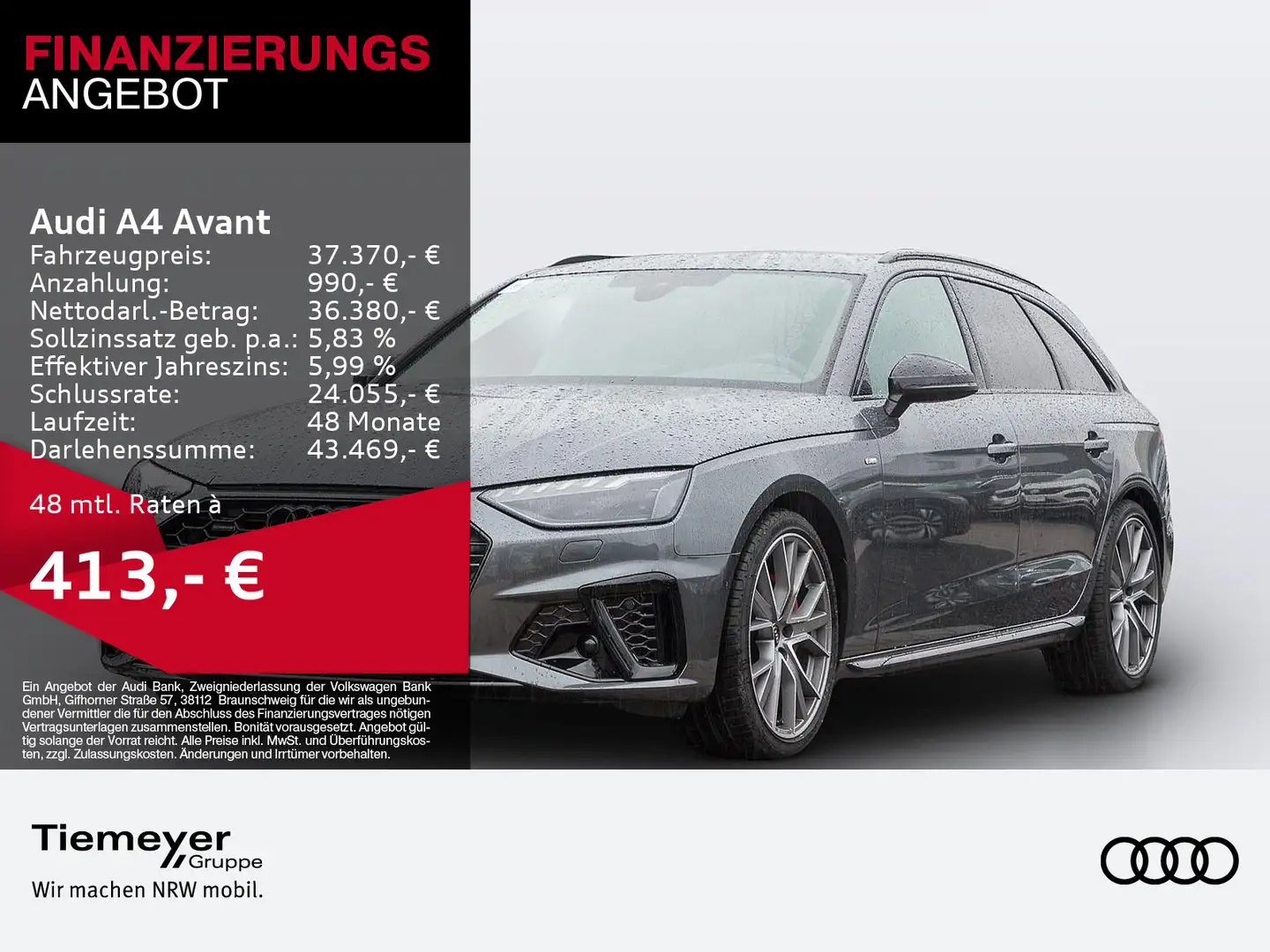 Audi A4 40 TFSI Q 2x S LINE KAMERA MATRIX VIRTU Grau - 1