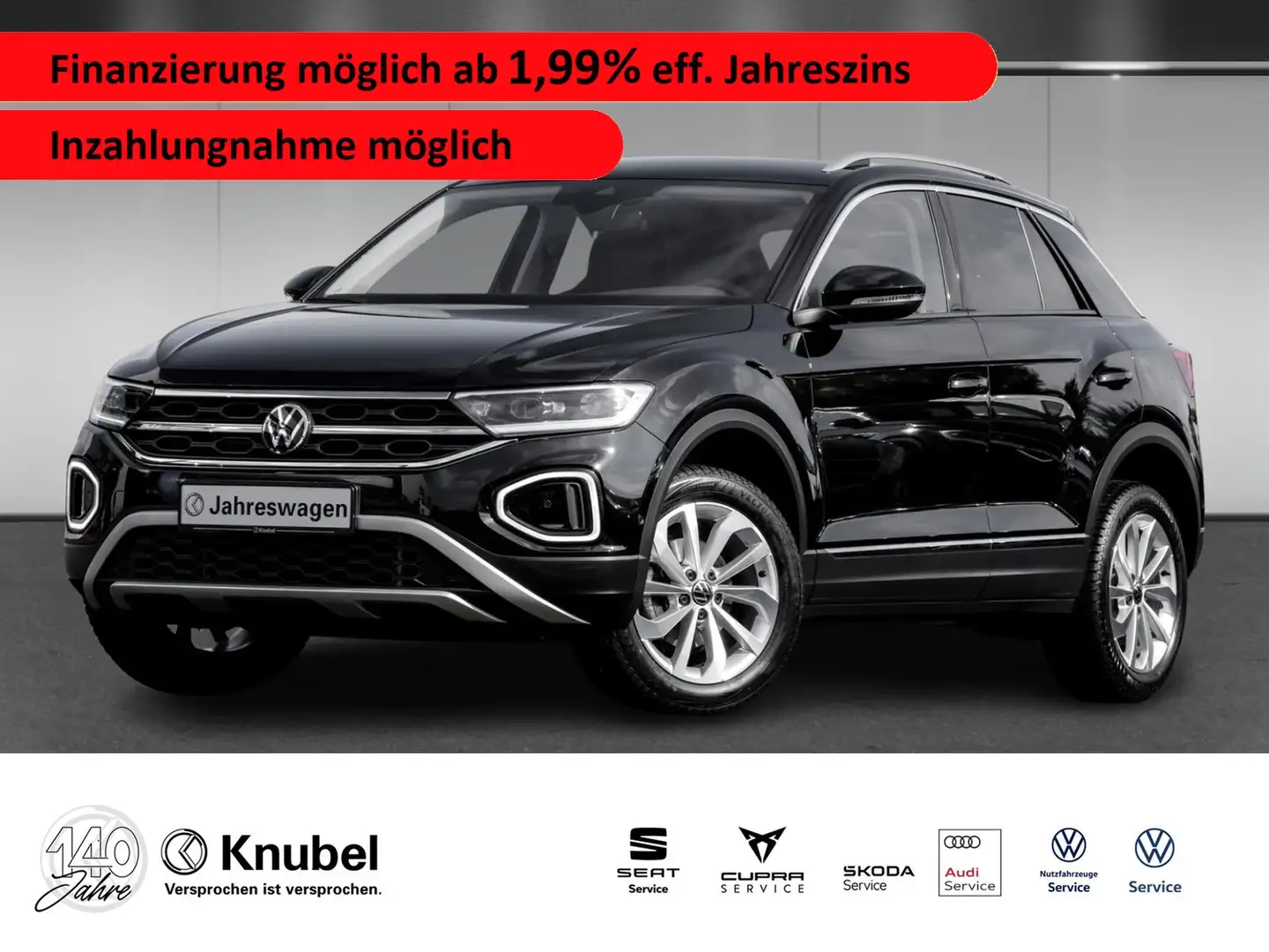 Volkswagen T-Roc Style 1.5 TSI DSG LED+/NAVI/AHK/MASSAGE Schwarz - 1