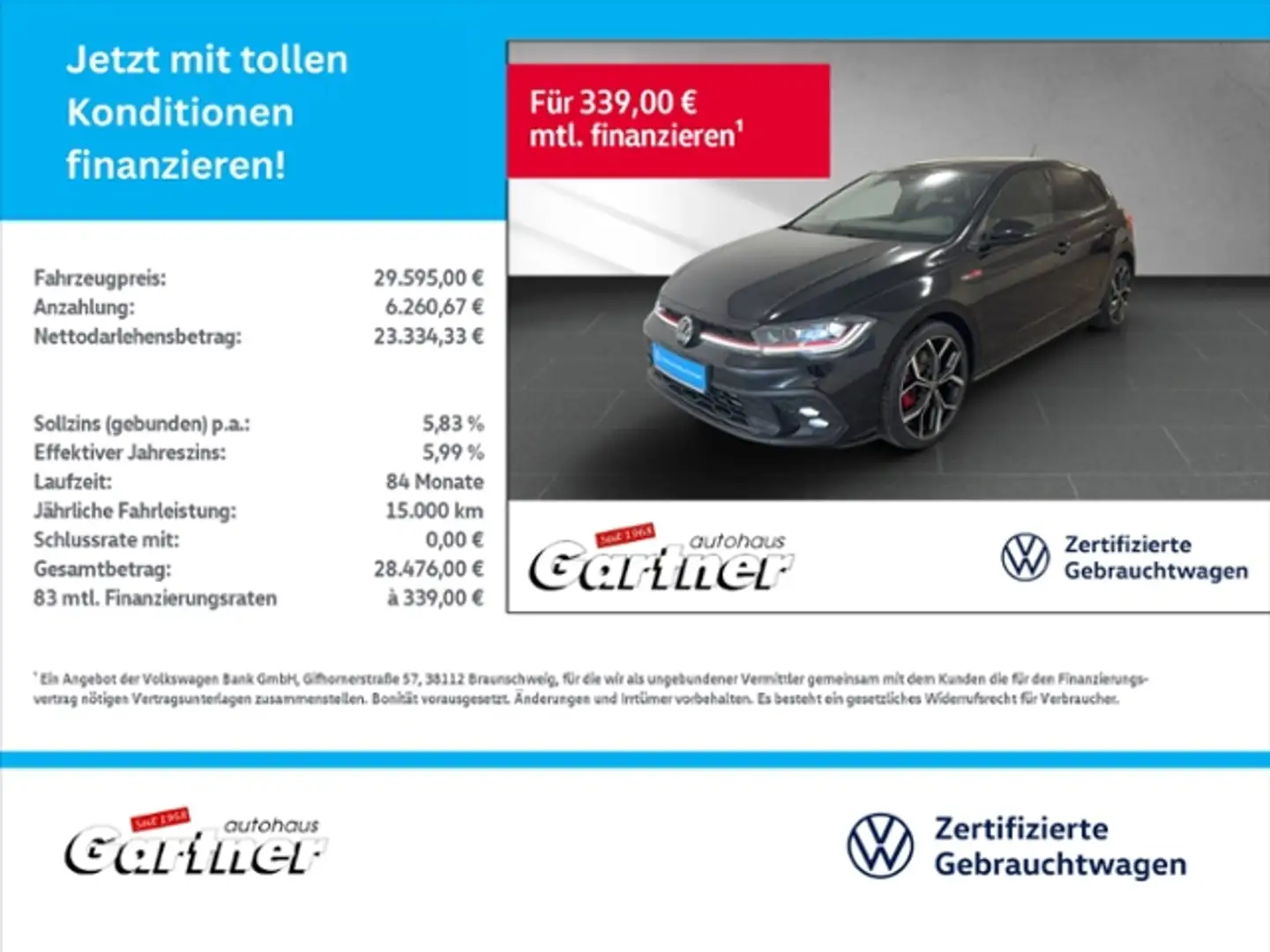 Volkswagen Polo GTI 2.0 DSG SHZ KEYLESS NAVI LED MATRIX BEATS KLI Noir - 1