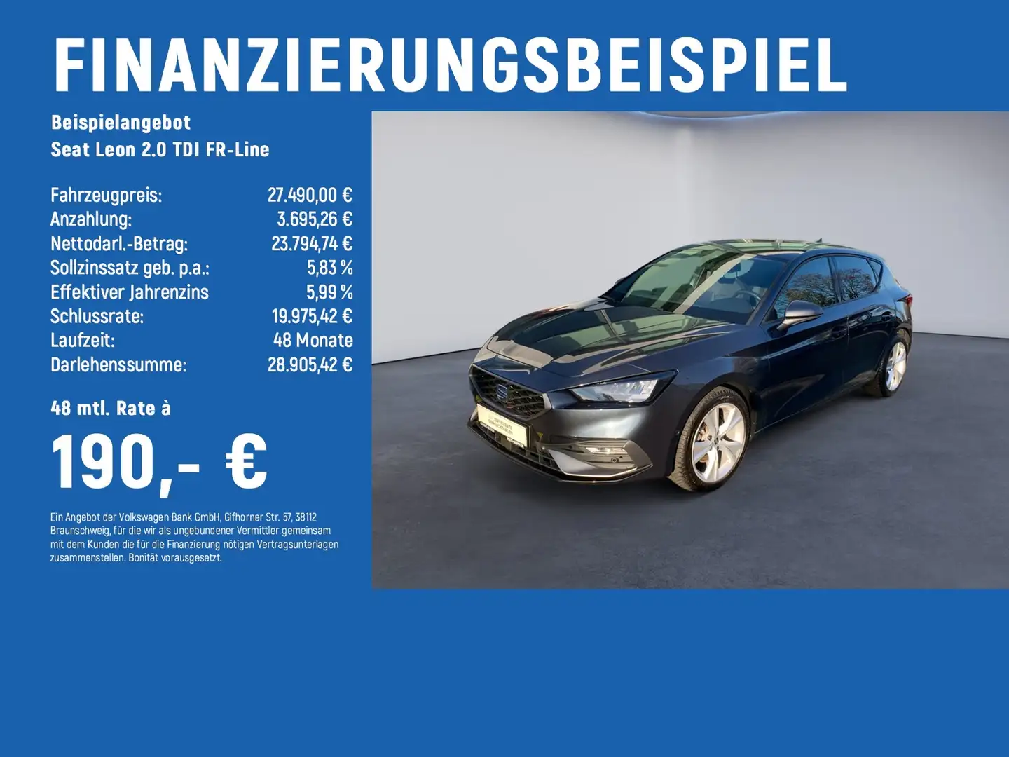 SEAT Leon 2.0 TDI FR-Line ACC+RFK+NAVI Grau - 2
