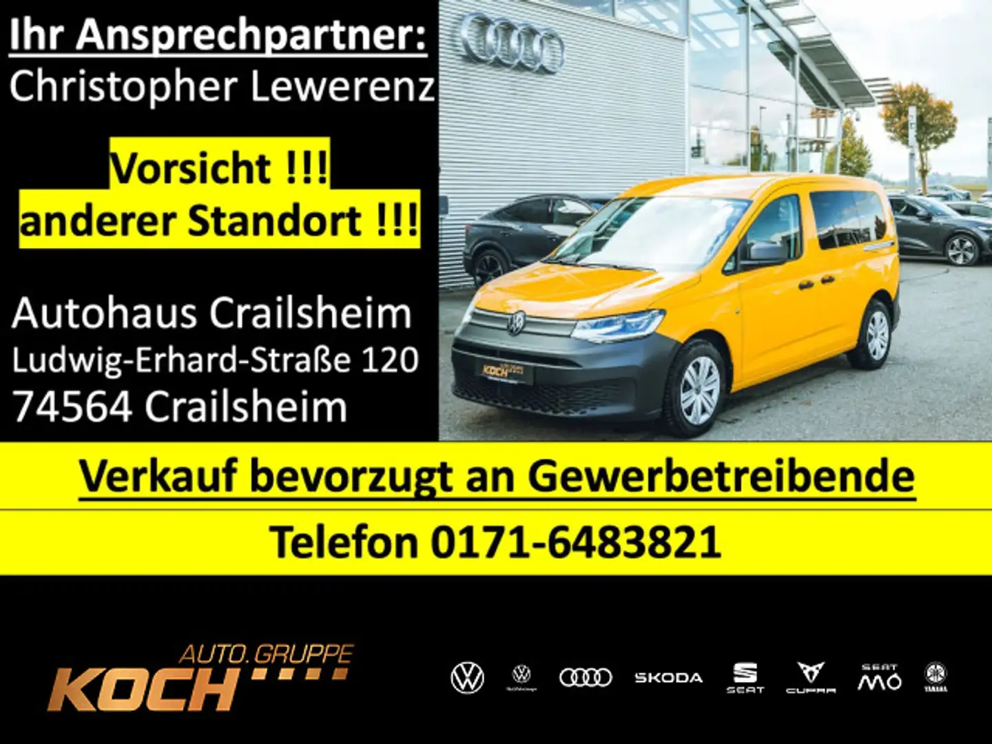 Volkswagen Caddy 2.0 TDI AHK Navi LED GRA Gelb - 1