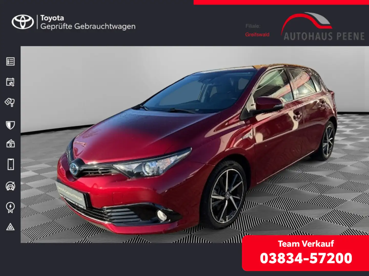 Toyota Auris 1.8 Hybrid Team D SHZ KAMERA FACEL. Rood - 1