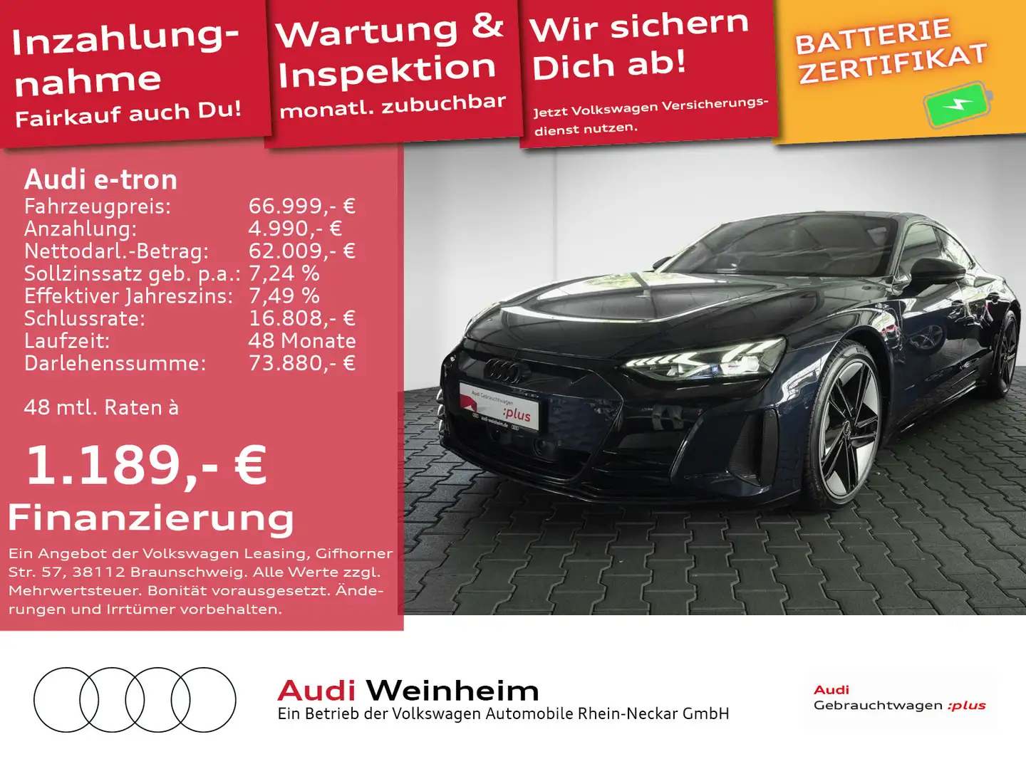 Audi e-tron RS GT UPE 192.365 € quattro Black-Paket C Синий - 1