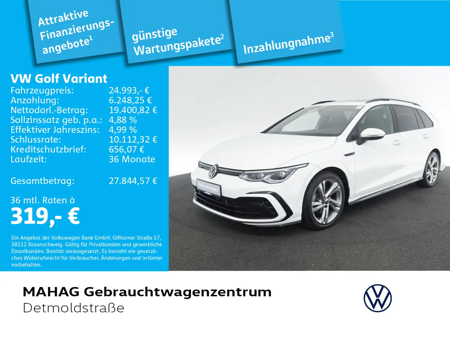 Volkswagen Golf Variant Golf VIII Variant 1.5 TSI R-Line AHK Navi LED Pa Weiß - 1