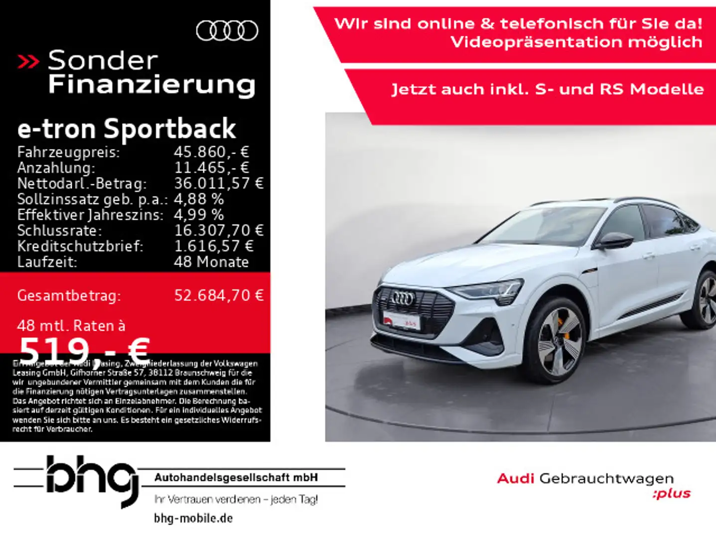 Audi e-tron 55 quattro S line Weiß - 1