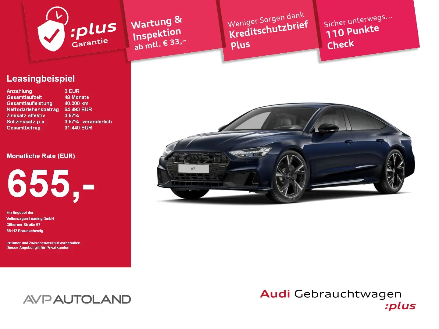 Audi A7 Sportback 45 TFSI quattro S tronic | STANDH. Kék - 1