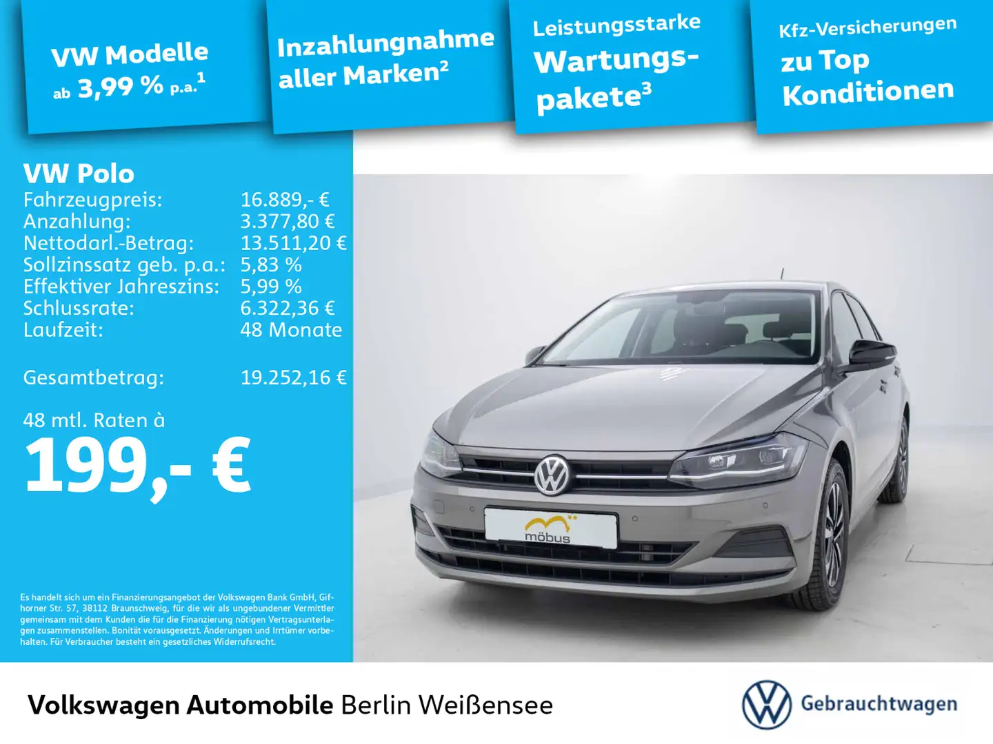 Volkswagen Polo 1.0 TSI DSG*IQ.DRIVE*NAV*KLIMA*SHZ*LED* Grau - 1