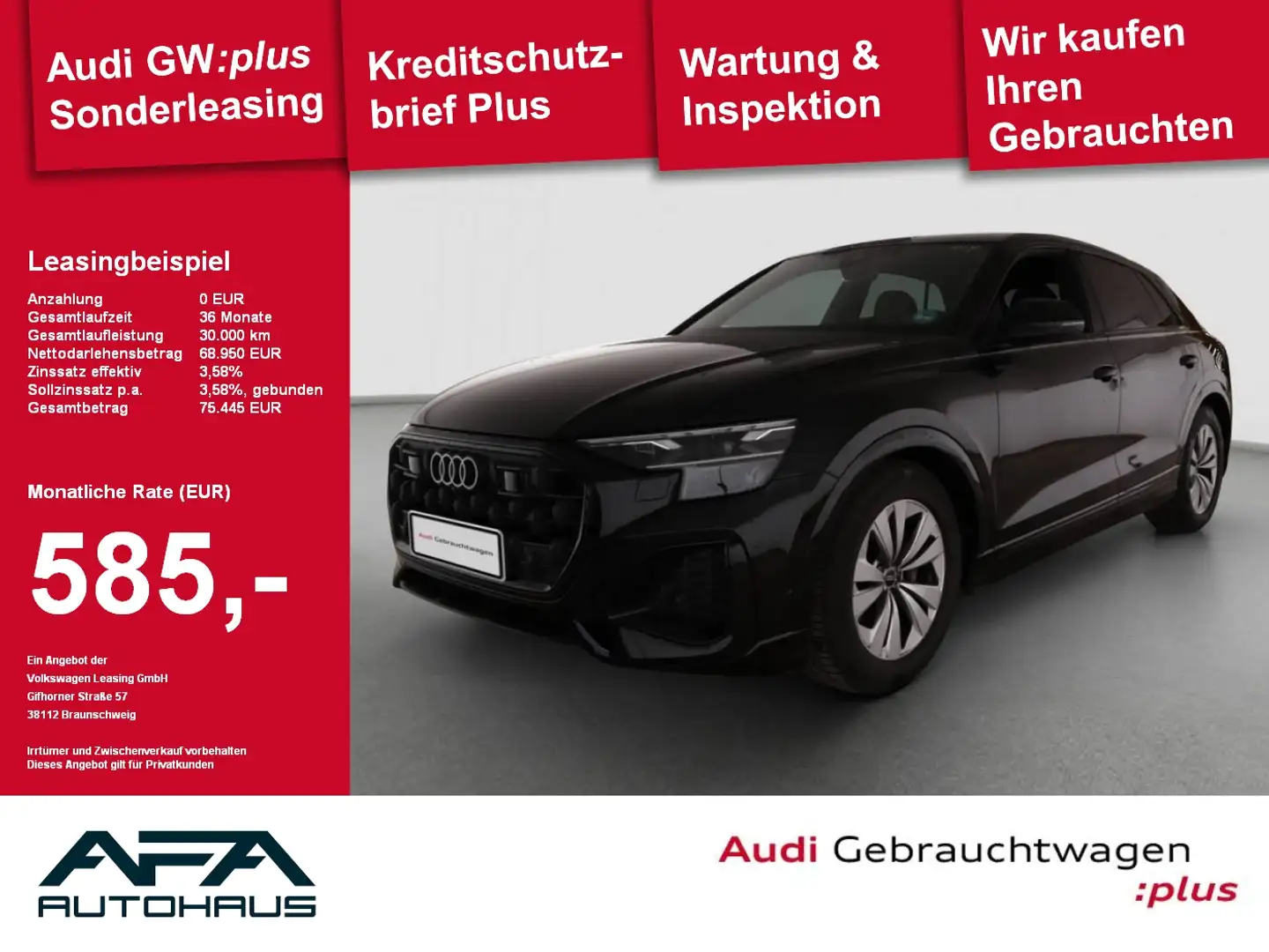 Audi Q8 45 TDI qu. tiptr. Luft*AHK*Matrix*Opt.Schwarz Schwarz - 1