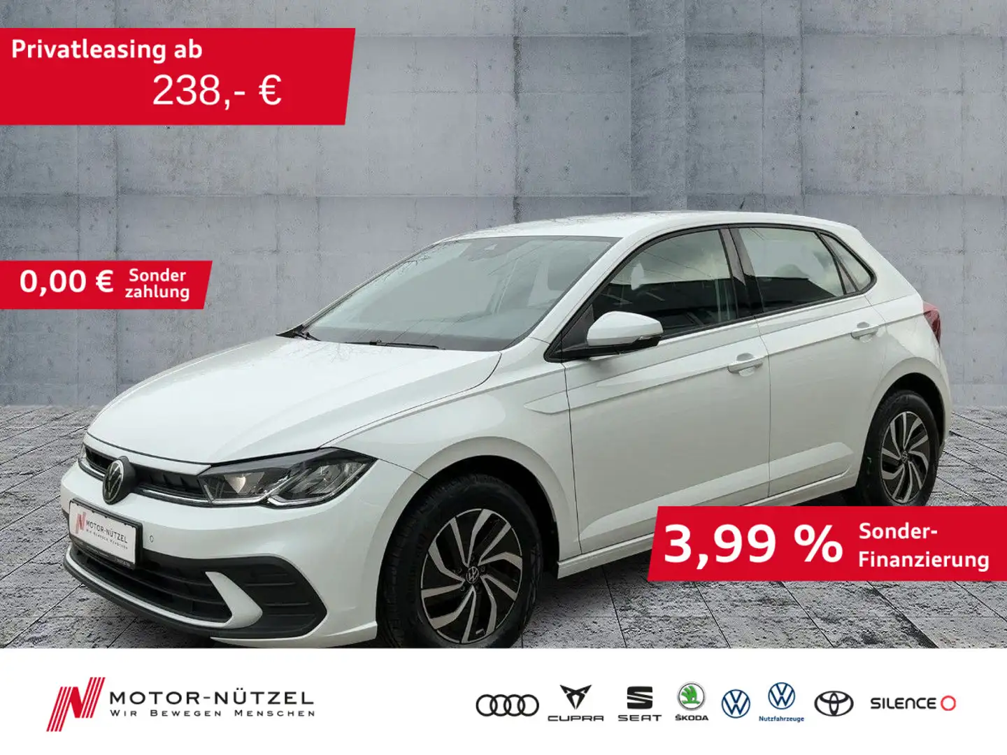 Volkswagen Polo 1.0 TSI DSG LIFE LED+NAV+APP+ACC+SHZ+PDC+VC Weiß - 1