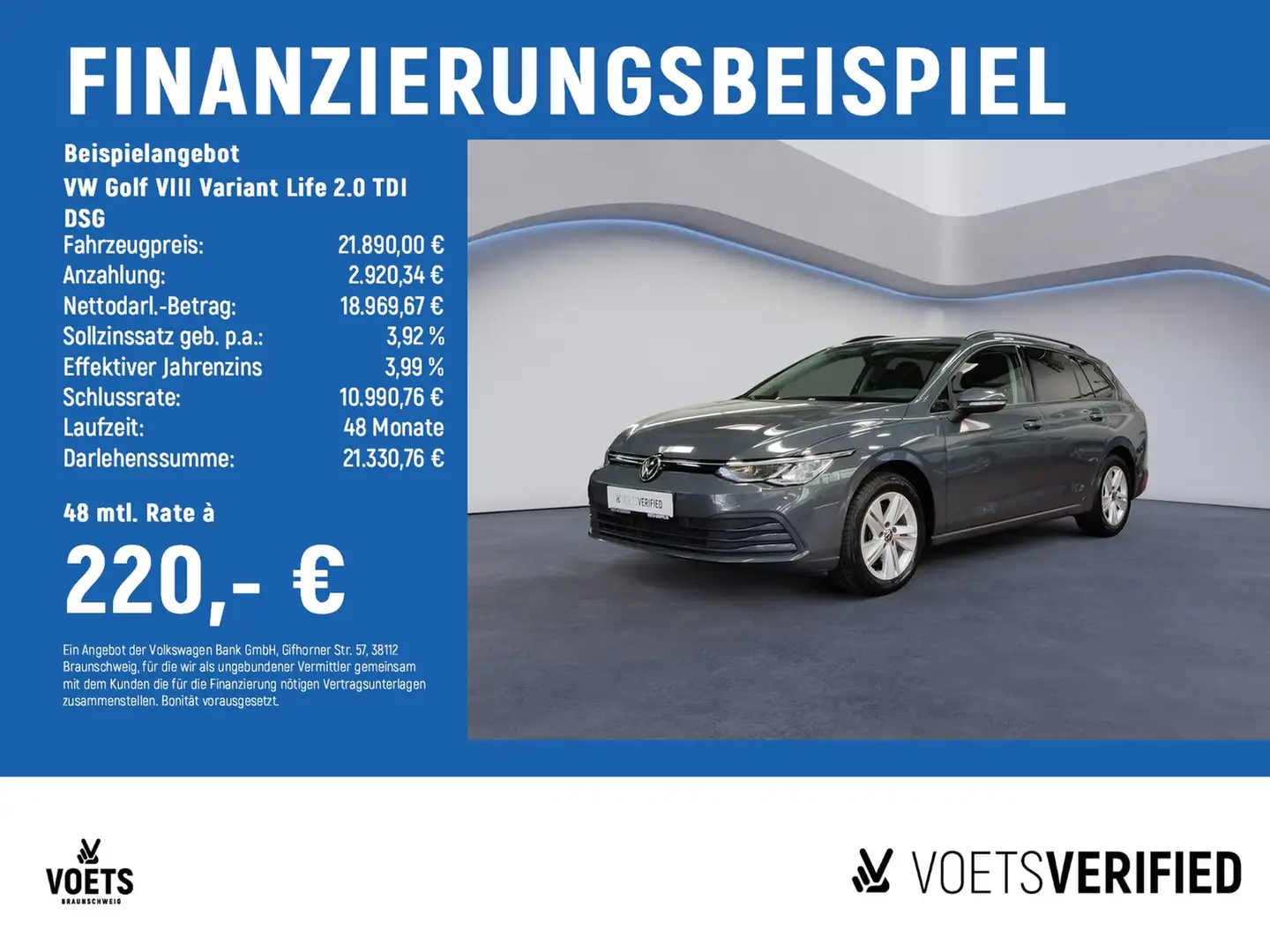 Volkswagen Golf VIII Variant Life 2.0 TDI DSG App-Connect+NAVI+ACC Grijs - 2