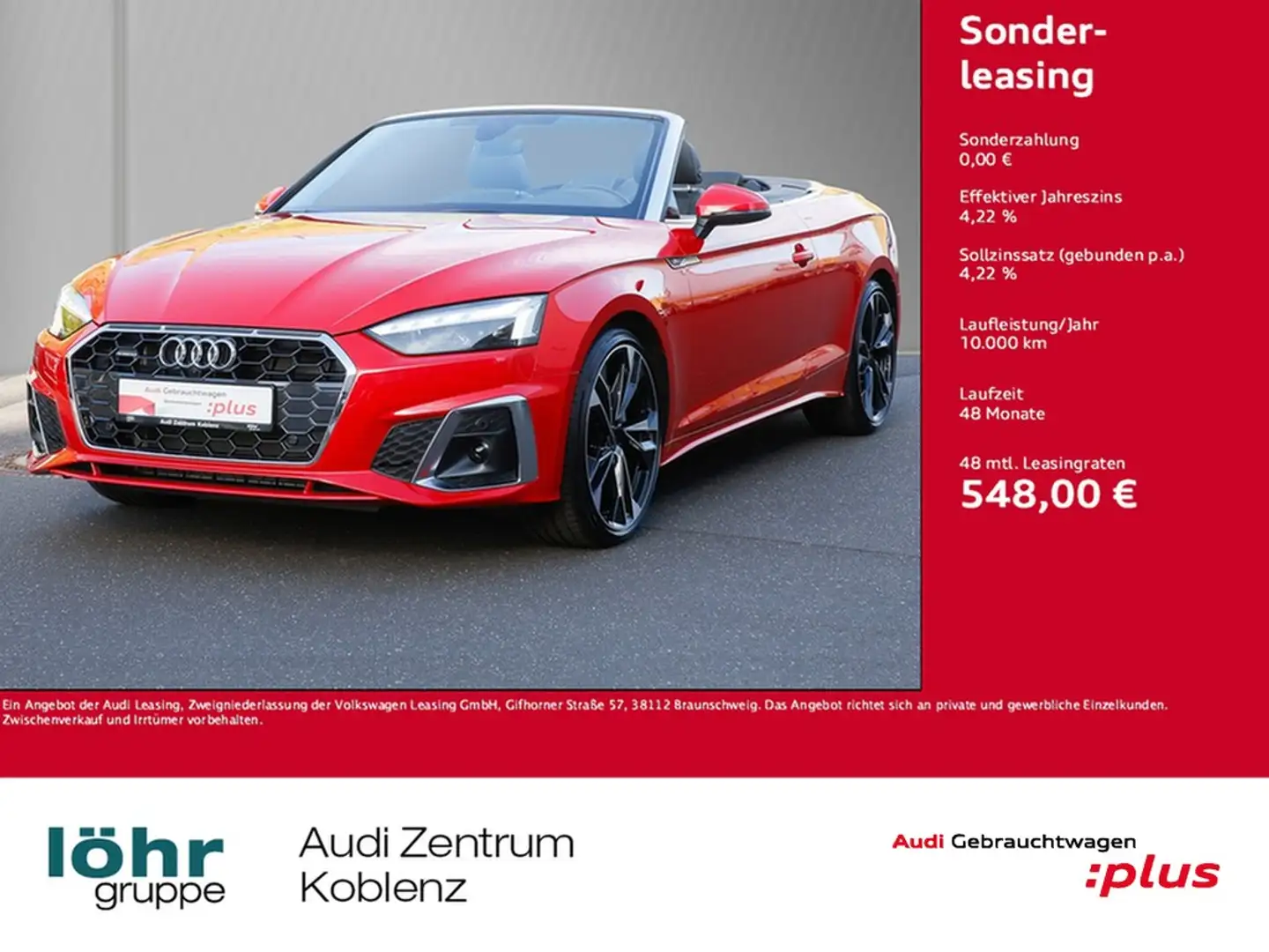 Audi A5 Cabriolet 40 TDI quattro S line Leder Matrix Rot - 1
