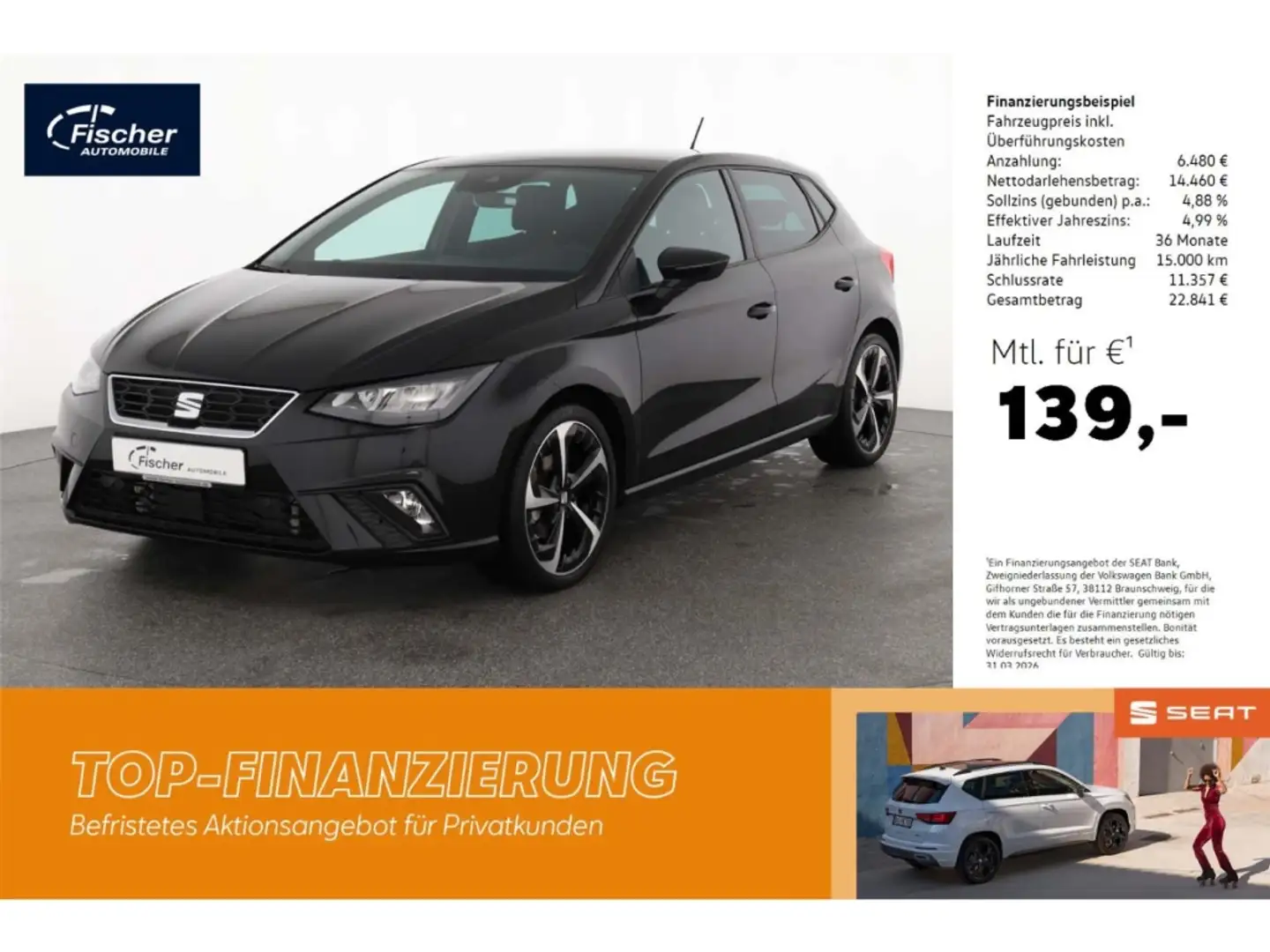 SEAT Ibiza 1.0 TSI FR DSG ACC/18''/FULL-LINK/KESSY/RFK Schwarz - 1