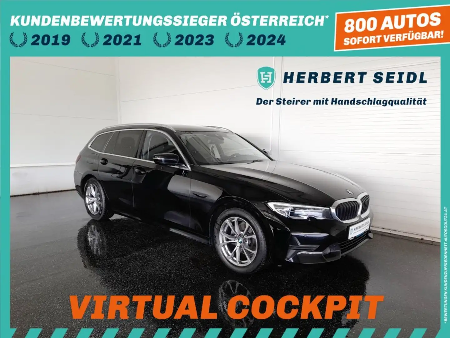 BMW 320 d SPORTLINE Touring 4x4 Aut. *VOLL LED / NAVI / LIVE COCKPIT PROF. / HEAD-UP / VOLLEDER / DRIVING ASSISTANT / KEYLESS* Schwarz - 1