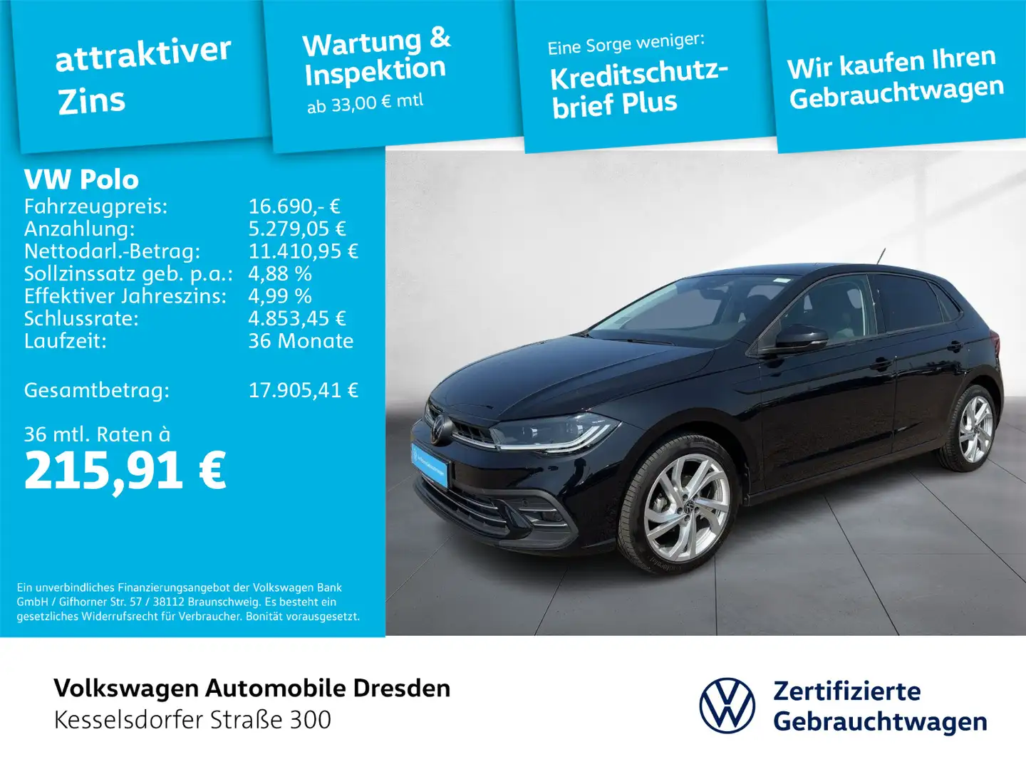 Volkswagen Polo 1.0 TSI Style LED DAB Sitzhzg. Schwarz - 1