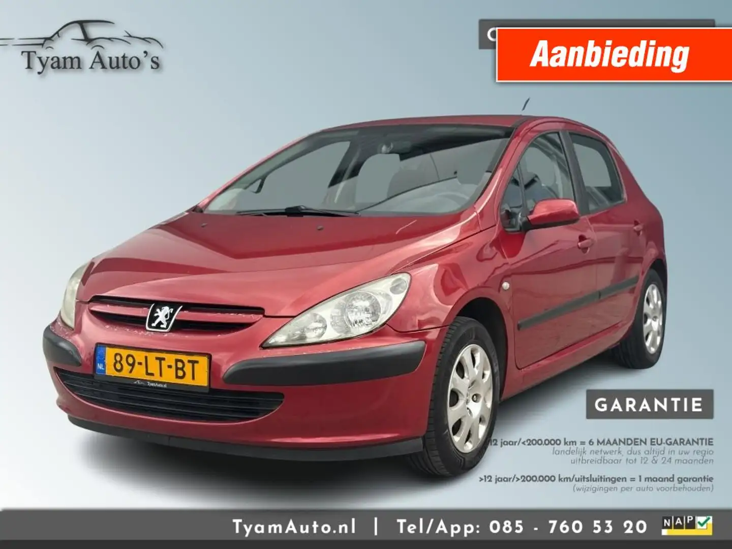 Peugeot 307 1.6-16V XS 5-DEURS *APK 04-2026* AIRCONDITIONING C Rood - 1