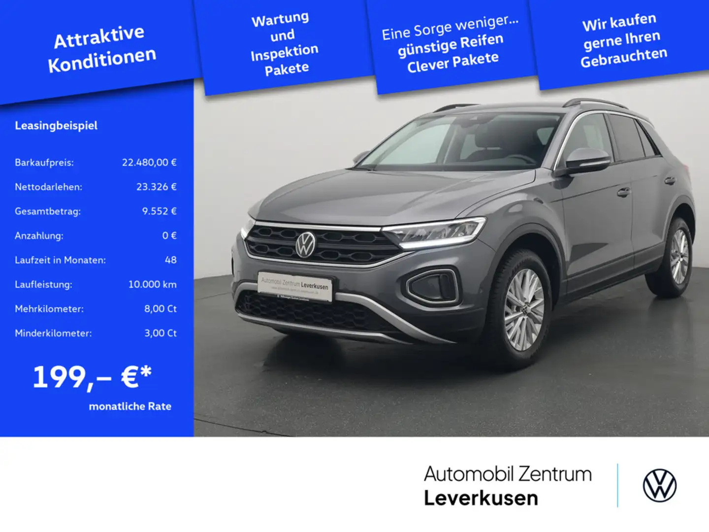 Volkswagen T-Roc Life NAVI VIRT SHZ LED CARPLAY PDC Grau - 1