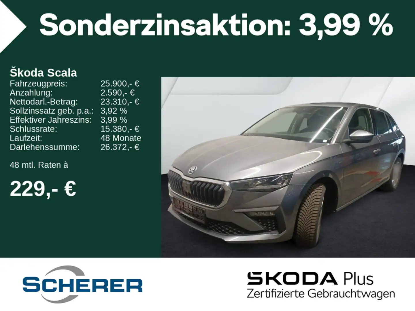 Skoda Scala Selectio 1.0 TSI DSG AHK SHZ LED SmartLink Grau - 1