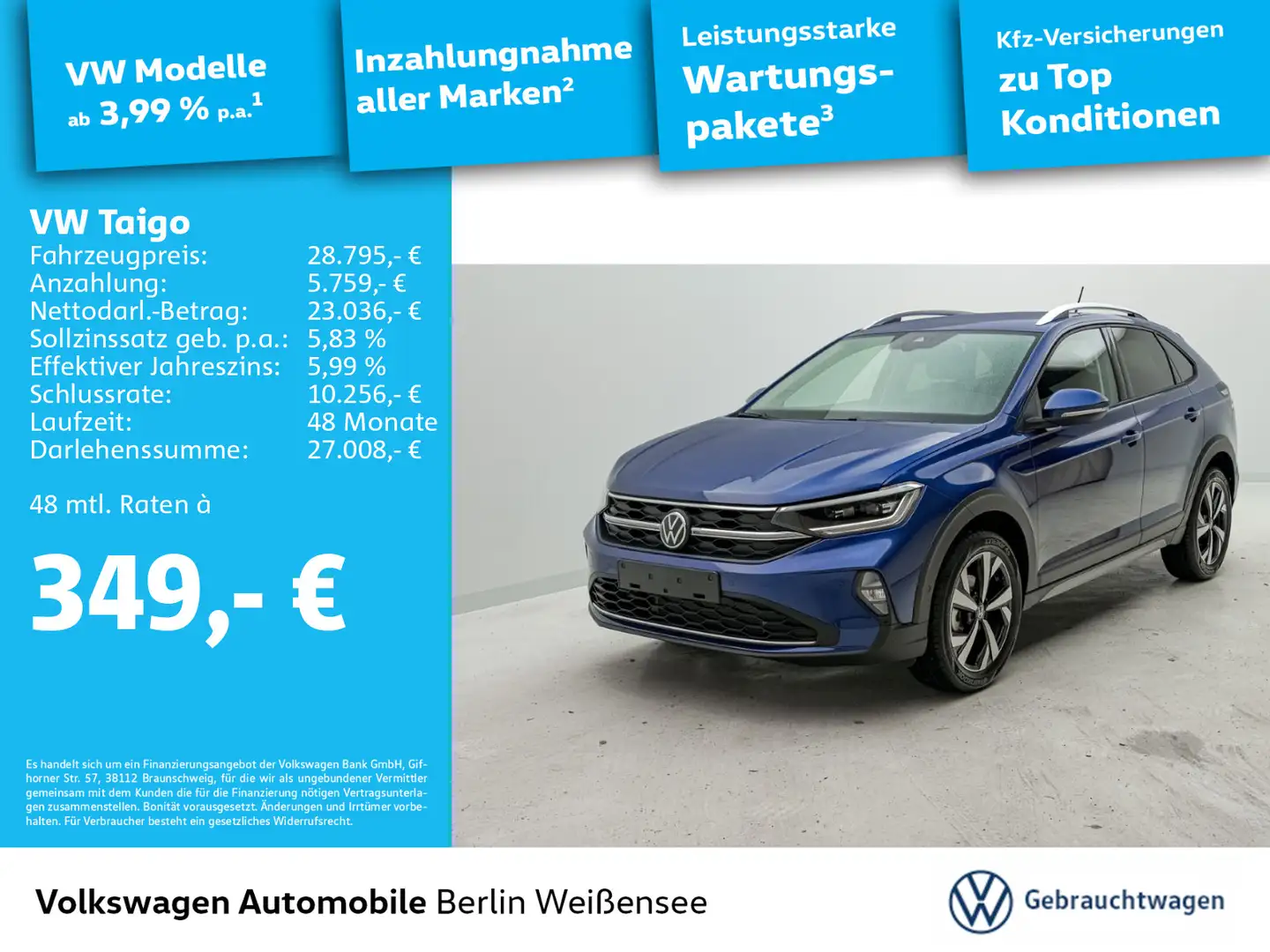 Volkswagen Taigo 1.0 TSI Style AHK*PDC*IQ.DRIVE*LED*RFK Bleu - 1