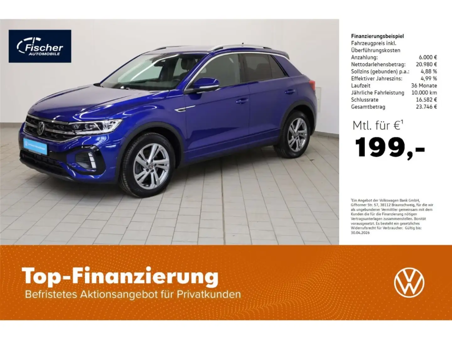 Volkswagen T-Roc 2.0 TSI OPF 4Motion R-Line DSG NAV/LED/RFK Blau - 1