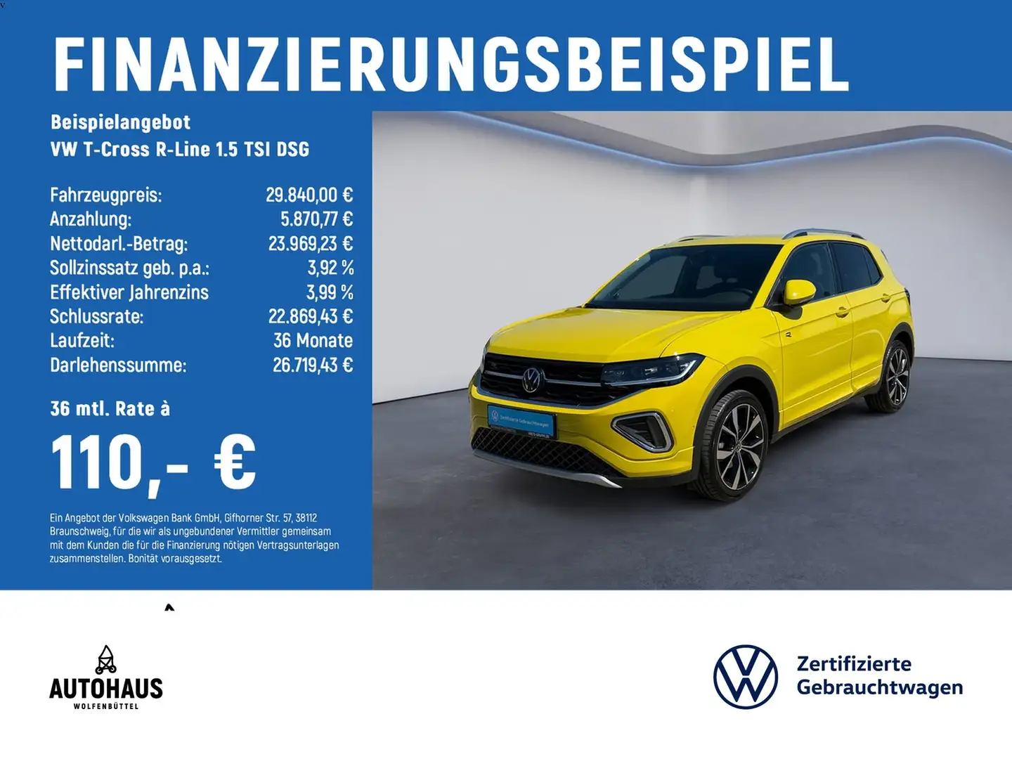 Volkswagen T-Cross R-Line 1.5 TSI DSG AHK BEATS KESSY NAV Gelb - 2