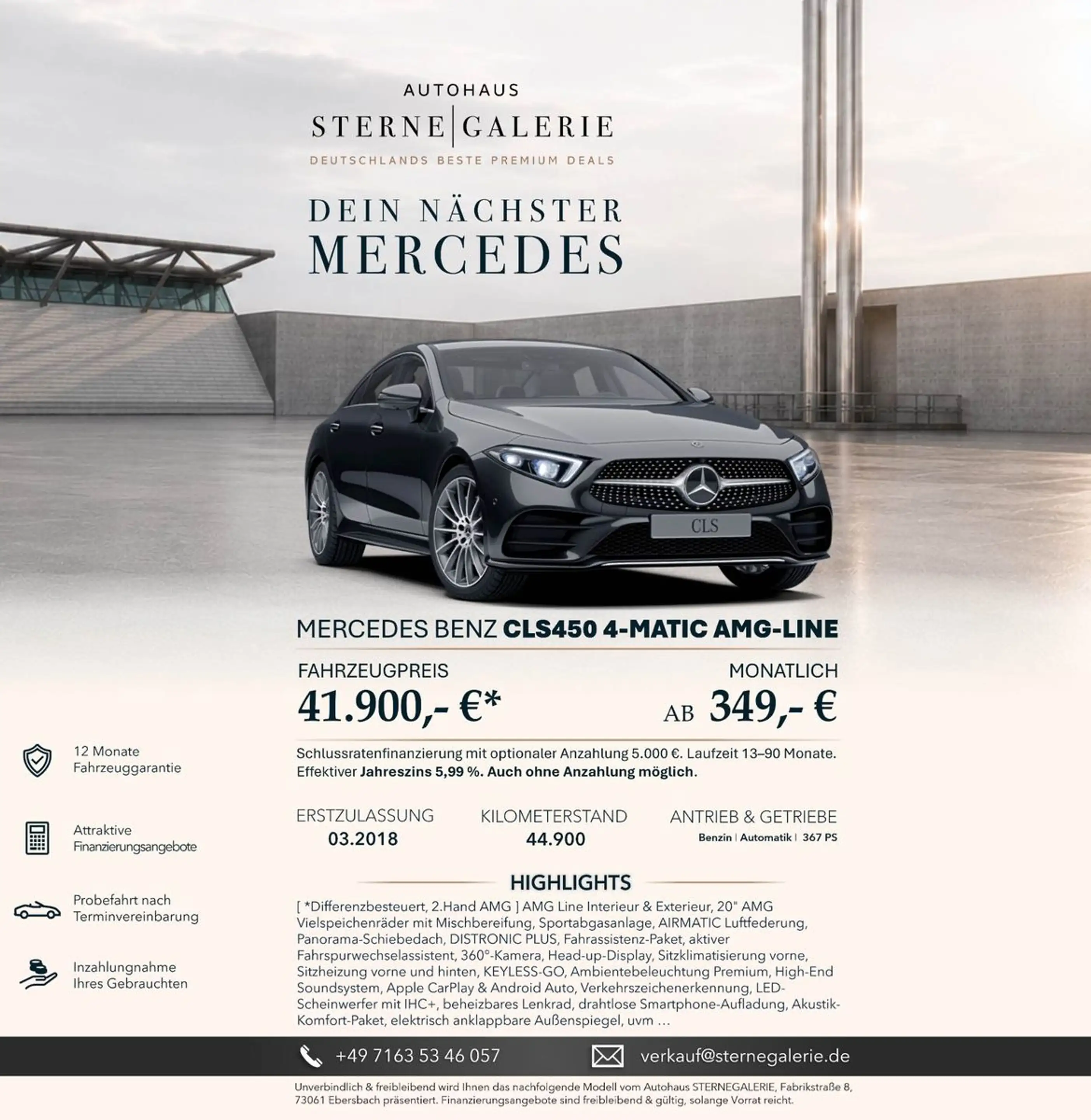 Mercedes-Benz CLS 450 AMG-LINE/MASSAGE/PANO/360°/DISTRO/HEADU