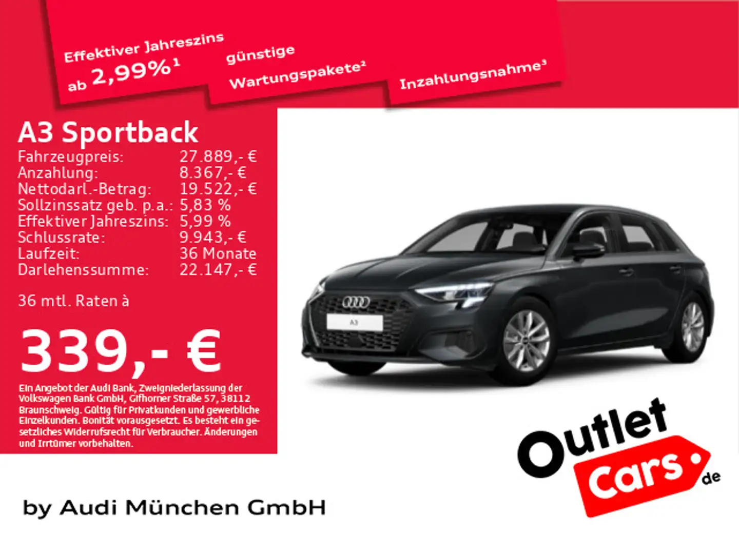 Audi A3 35 TDI S tronic Navi+/ACC/PDC+ Grau - 1