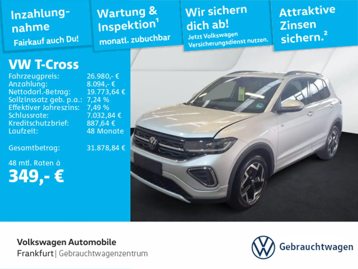 Volkswagen T-Cross 1.5 TSI DSG R-Line DAB+ IQLight IQDrive Silber - 1