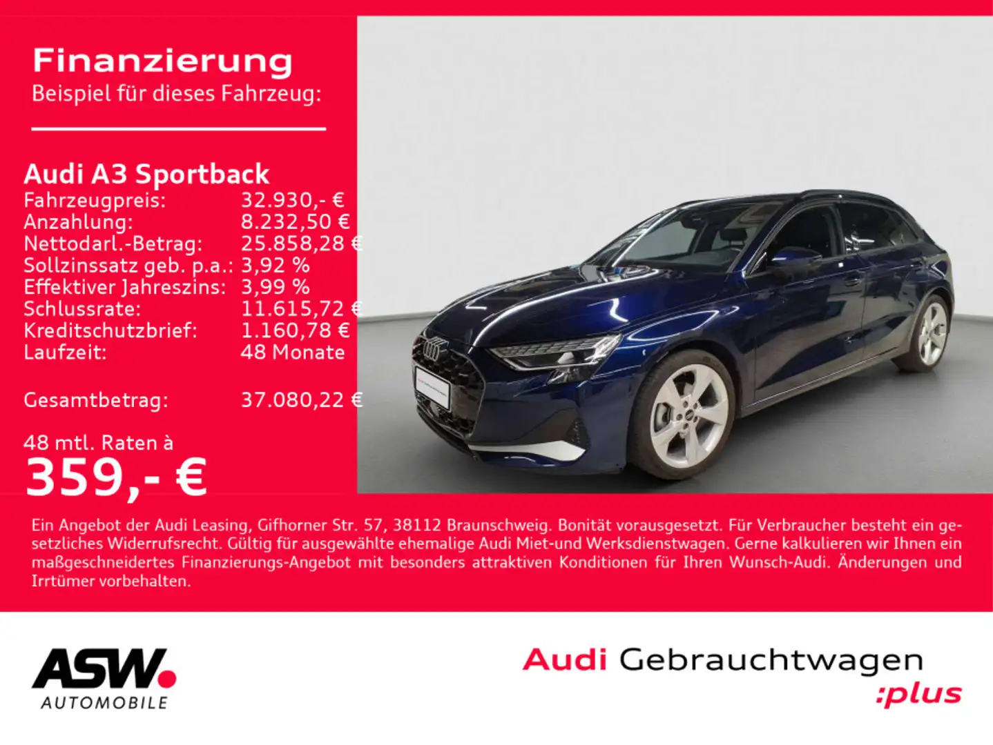 Audi A3 advanced 35TFSI NAVI LED ACC RFK VC Blau - 1
