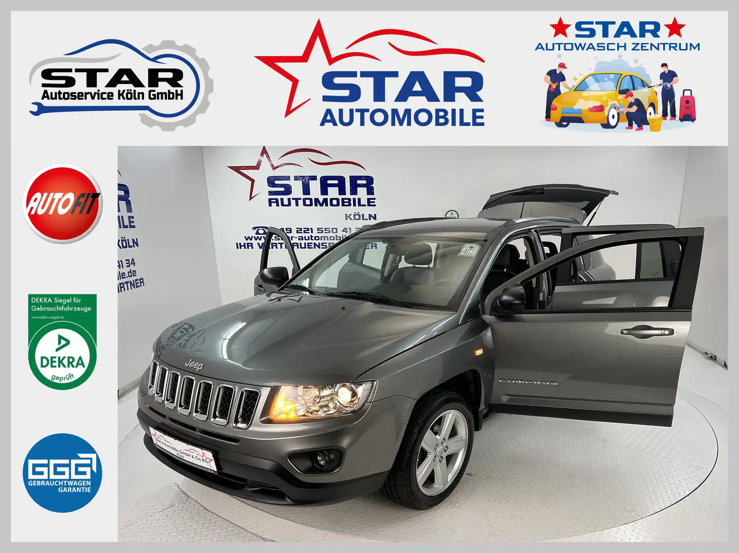 Jeep Compass Compass Limited 2.4 DUAL VVT 4x4*NAVI*LEDER*AUTOMA Grau - 1