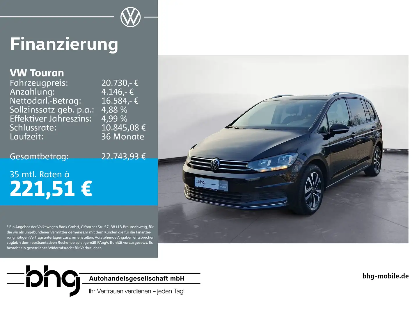 Volkswagen Touran 2.0 TDI SCR UNITED Schwarz - 1