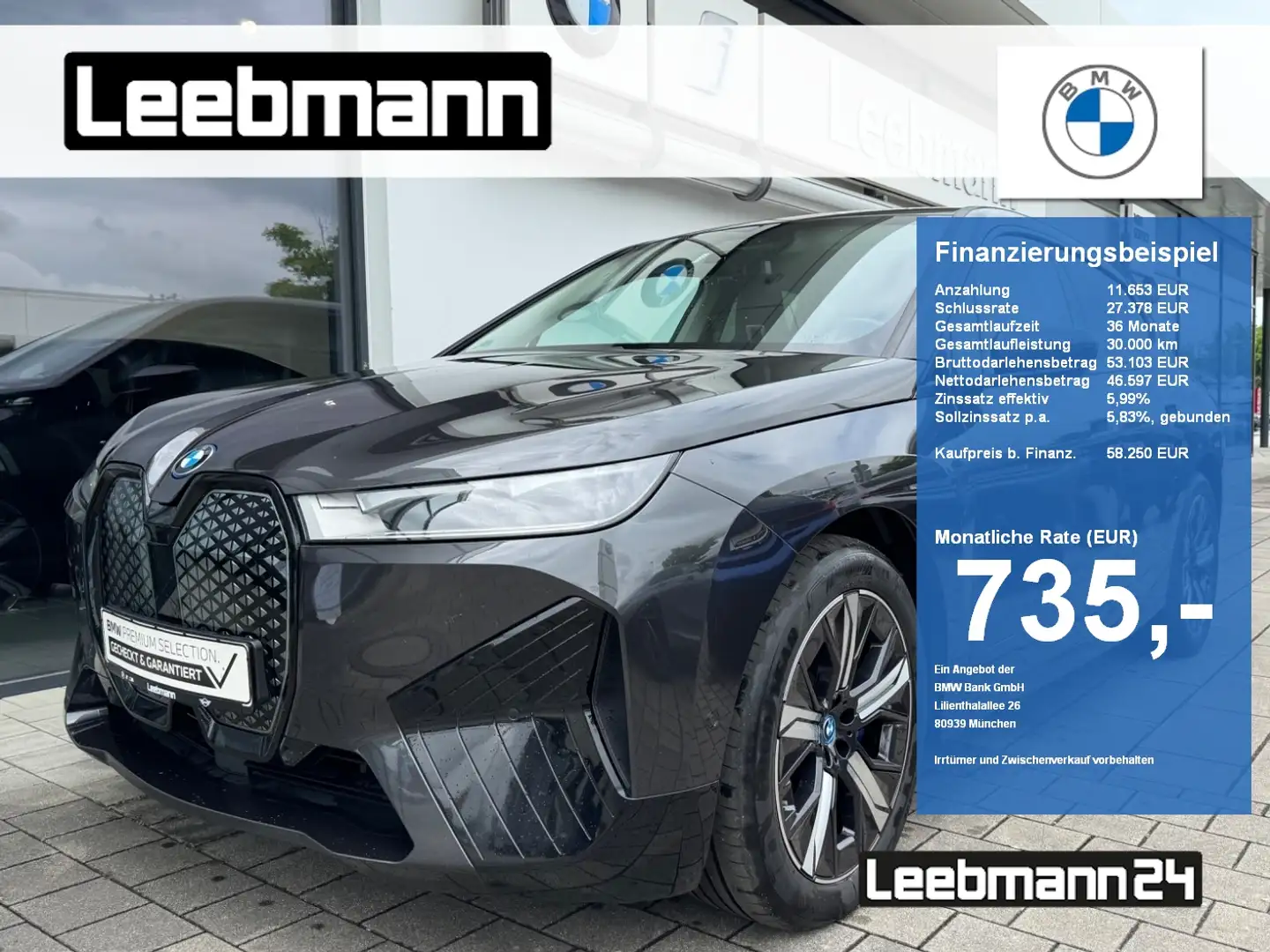 BMW iX xDrive50 Sportpaket Suite ACC 2 JAHRE GARANTIE Grau - 1