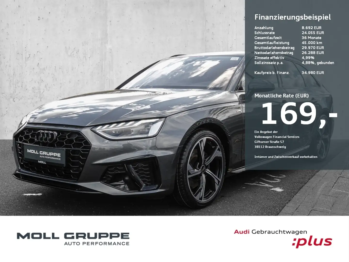 Audi A4 Avant S line 2.0 TDI S tronic B&O Virtuell LED Grau - 1