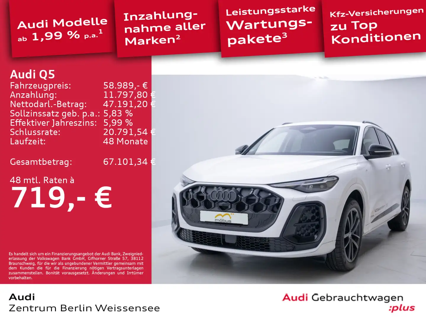 Audi Q5 TDI 150 kW S-TRO*QUA*MATRIX*AHK*STAND*360*NAV Weiß - 1