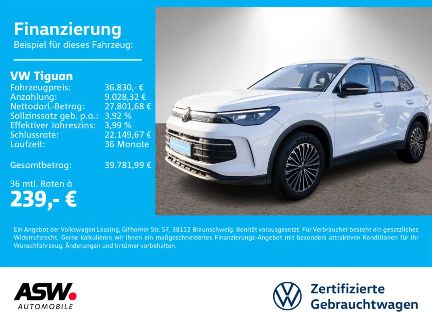 Volkswagen Tiguan Goal 2.0TDI DSG LED NAVI ACC 360° RFK AHK Weiß - 1