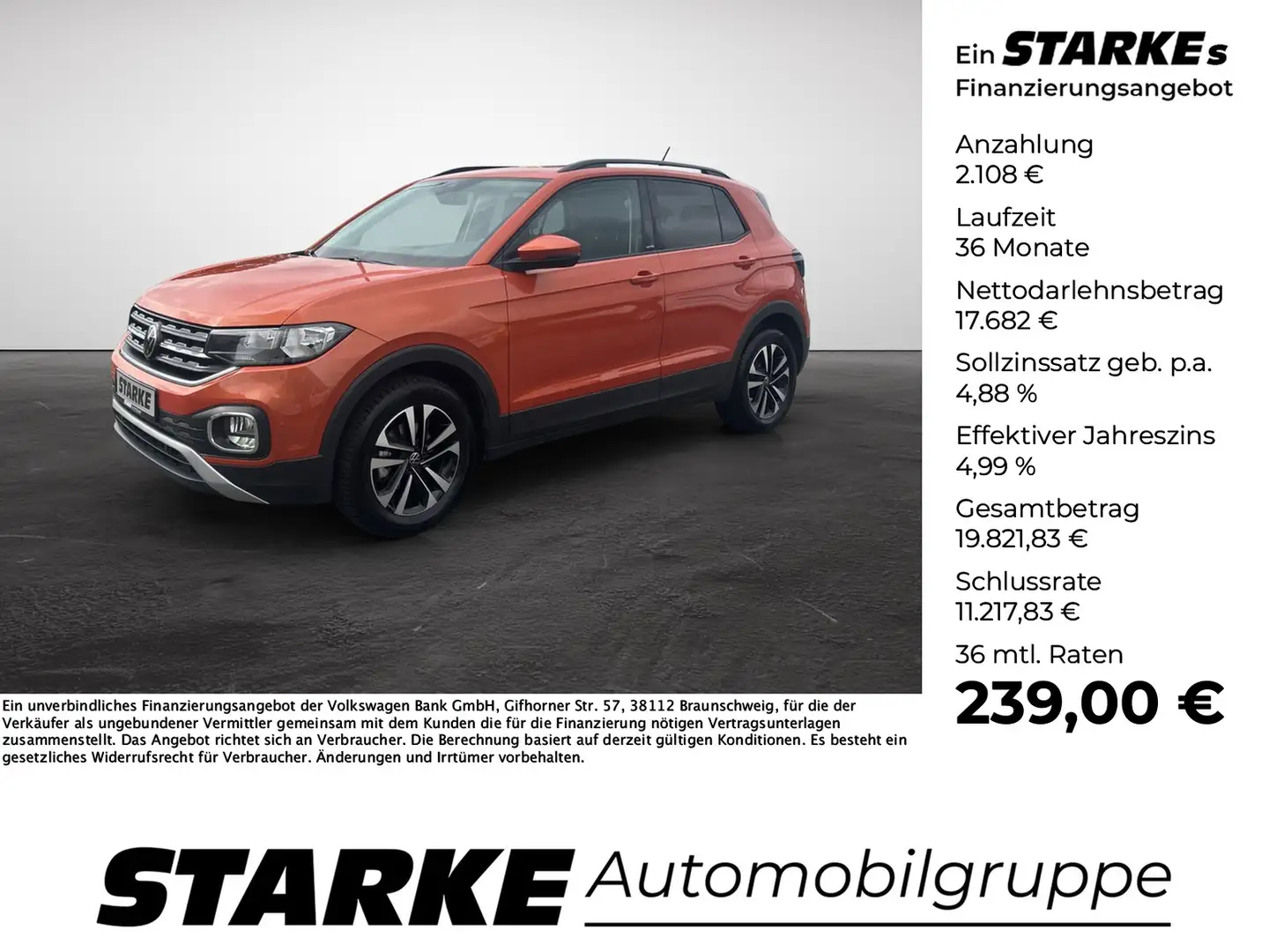 Volkswagen T-Cross 1.0 TSI 6-Gang United Orange - 1