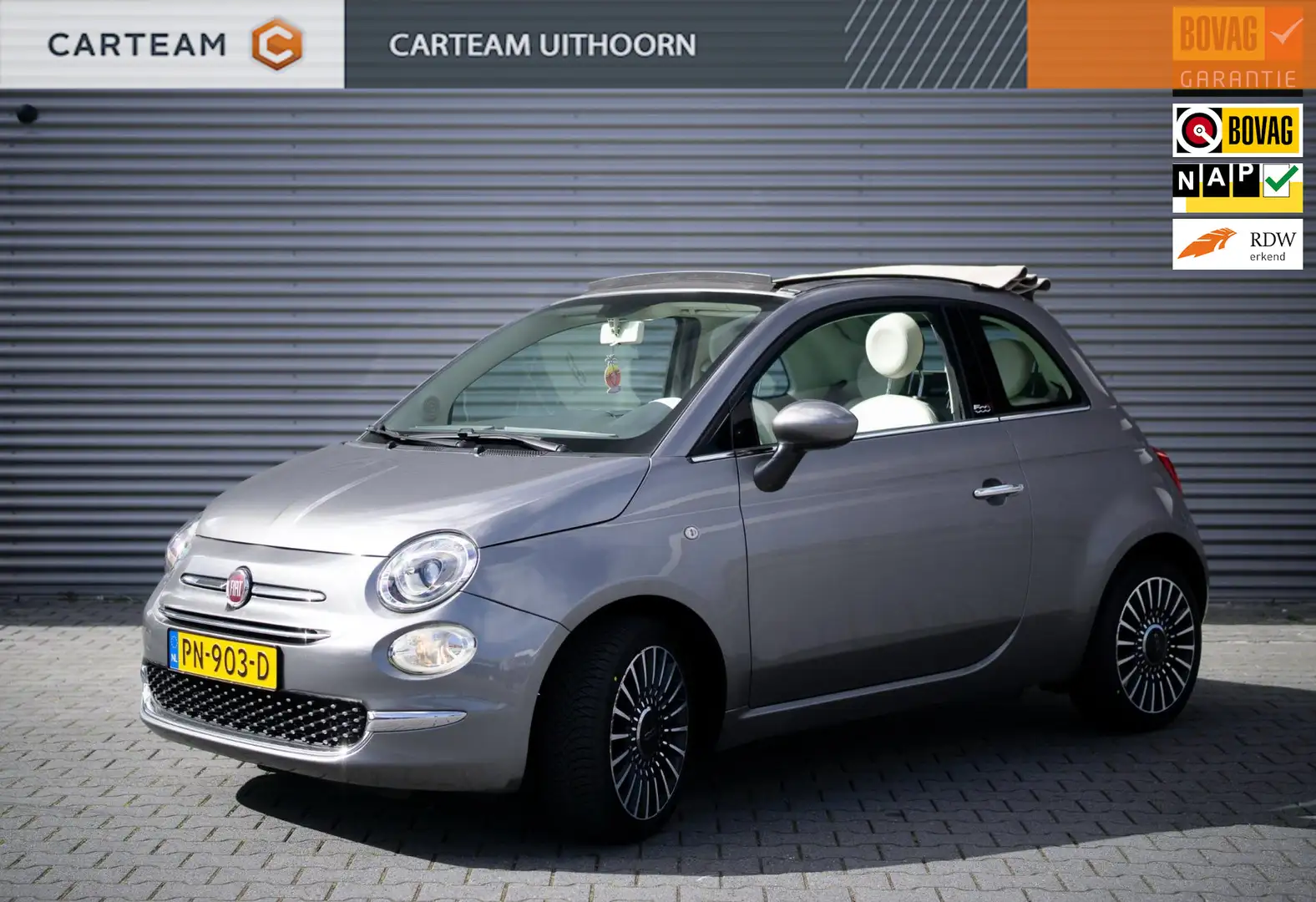 Fiat 500C 0.9 TwinAir Turbo Lounge, Cabrio, Airco, Navigatie Grijs - 1