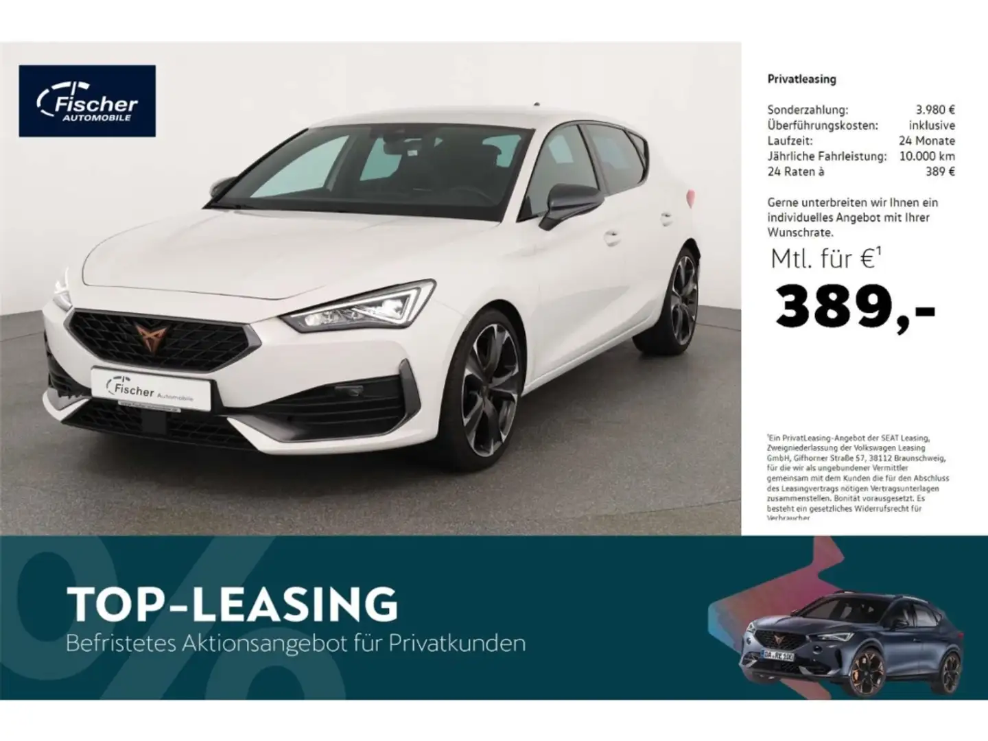 CUPRA Leon 2.0 TSI DSG VZ AD NAV/LED/ACC Weiß - 1