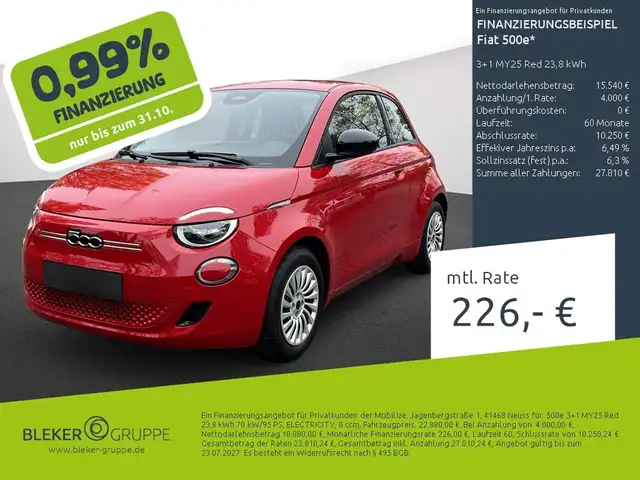 Fiat 500e 3+1 MY25 Red 23,8 kWh