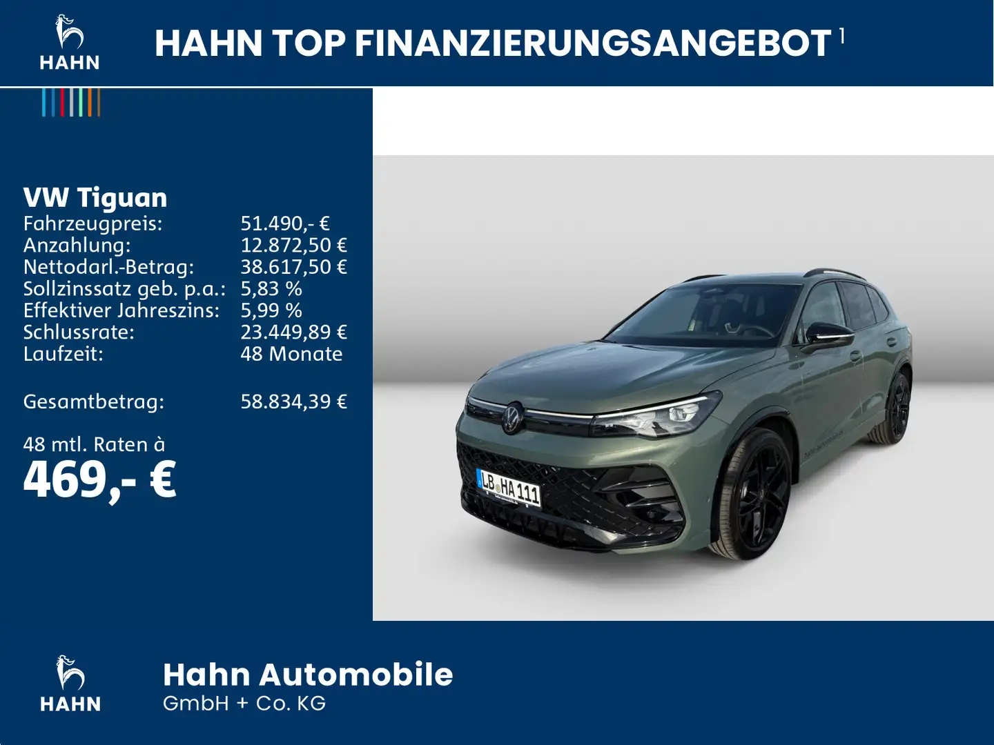 Volkswagen Tiguan R-Line 2,0 l TDI SCR 150 PS DSG AHK Grün - 2