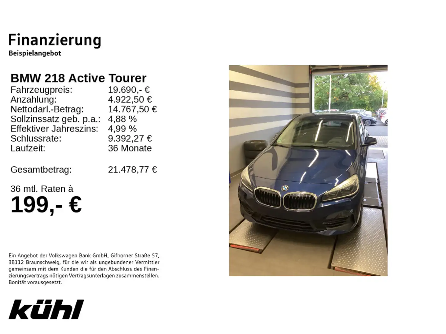 BMW 218i Active Tourer Sport Line Navi,AHK,PDC Blau - 2
