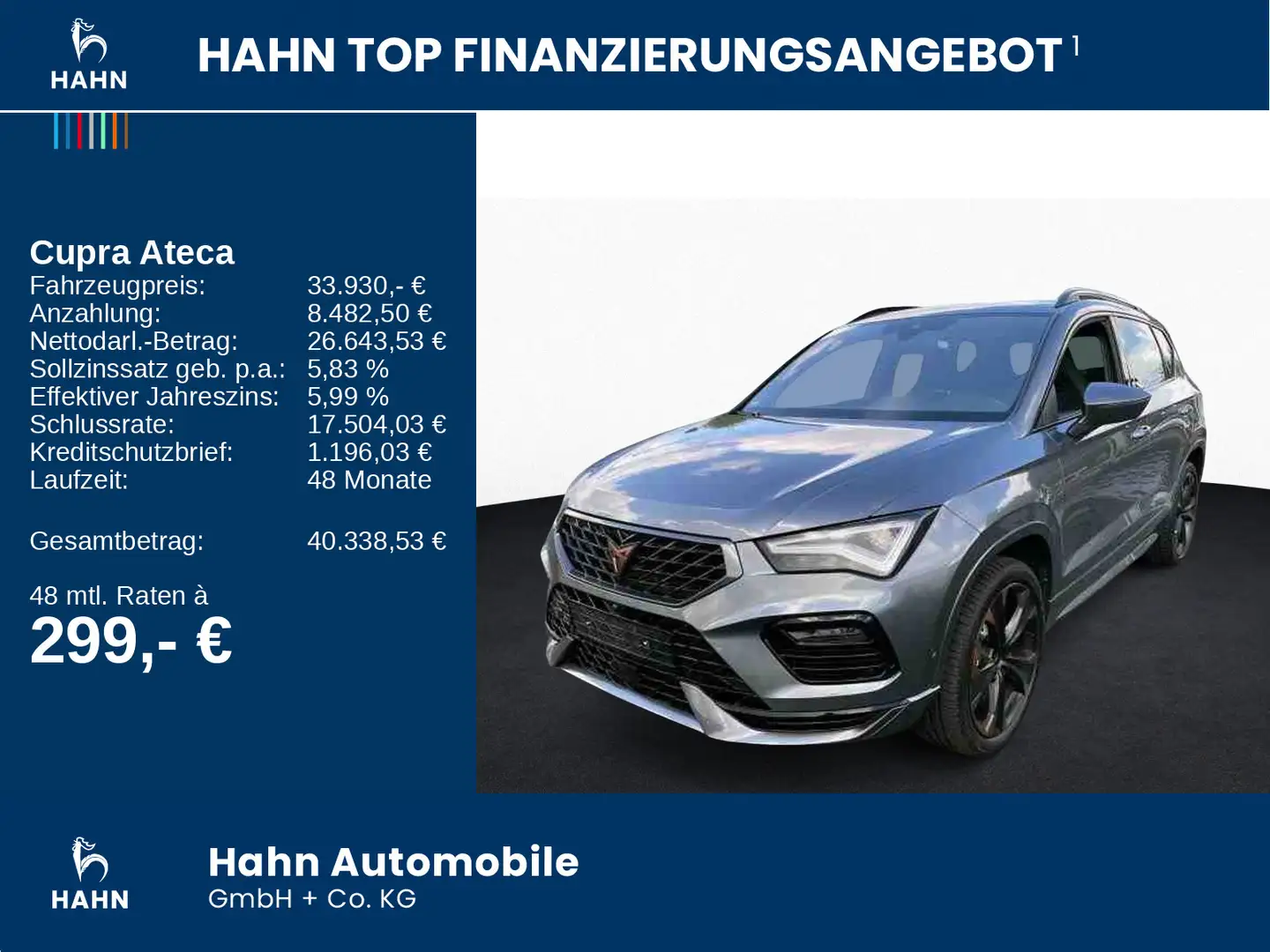 CUPRA Ateca 2.0TSI DSG 4Drive LED Navi AHK Pano Beats Grau - 2