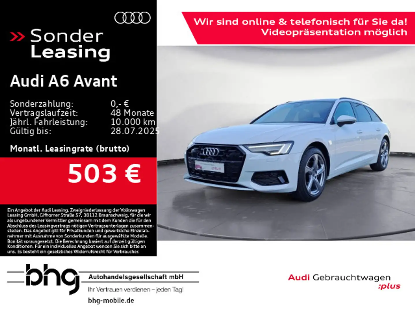Audi A6 45 TFSI Leder AHK Matrix HUD Pano Keyle Weiß - 1