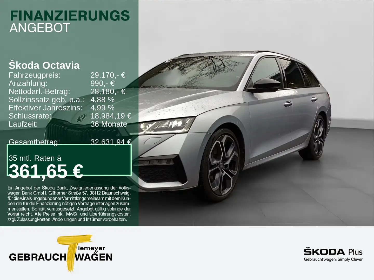 Skoda Octavia Combi 2.0 TDI RS+ EDITION LM19 AHK eSITZ Silber - 1