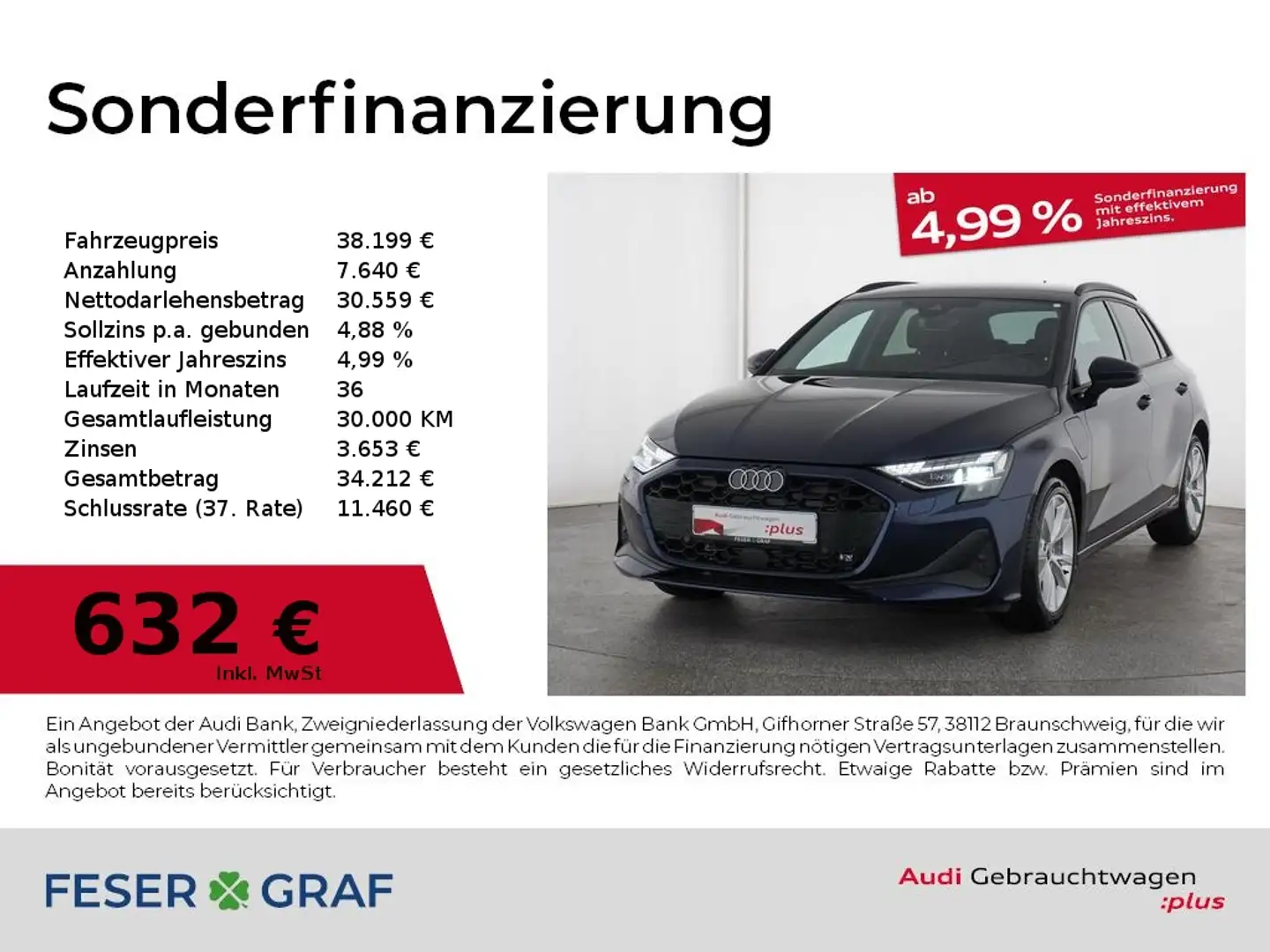 Audi A3 40 TFSI e S tronic LED/Kam./AHK/17" Blau - 1