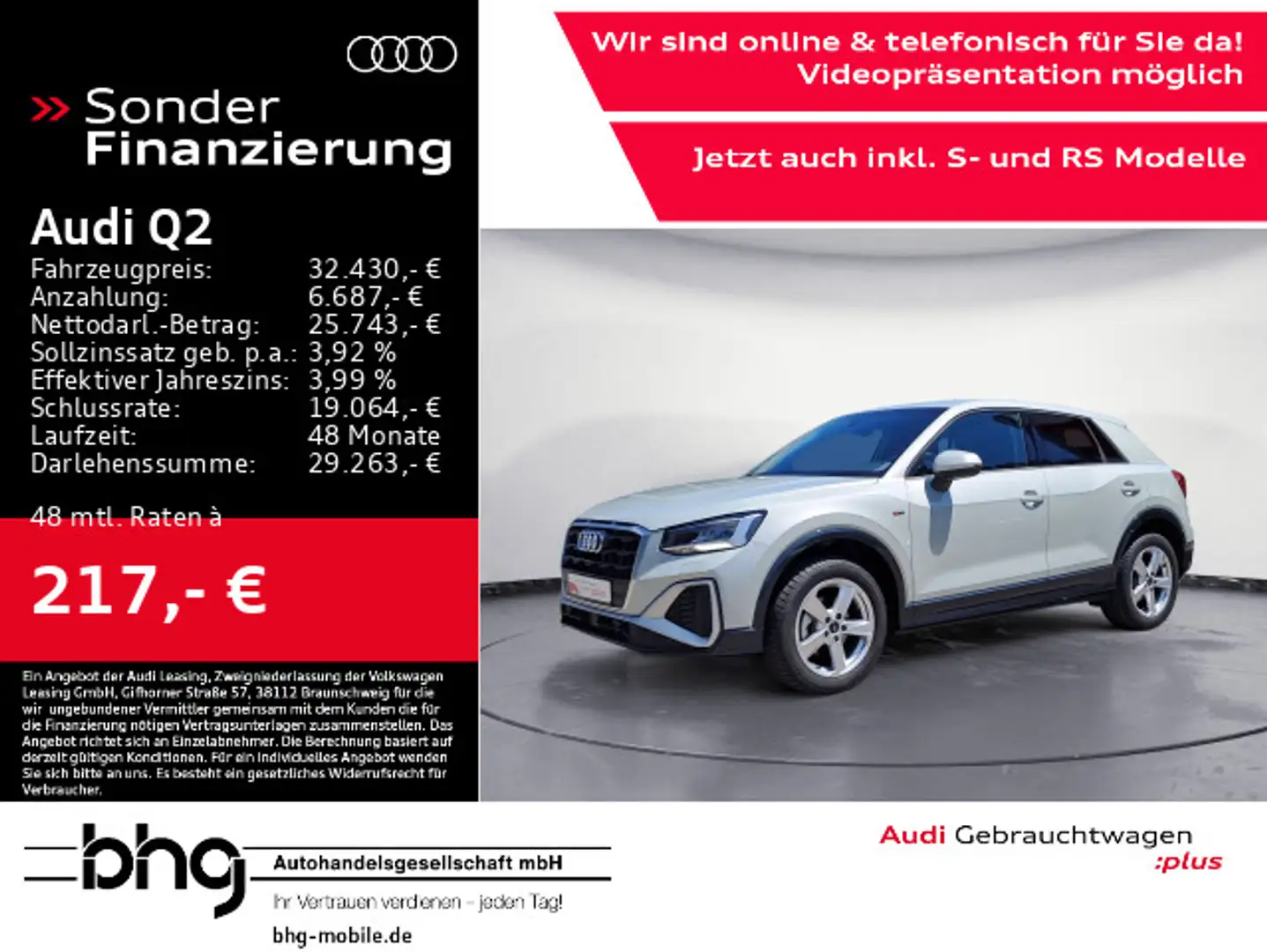 Audi Q2 35 TFSI S tronic S line Klima Sitzheizung Silber - 1