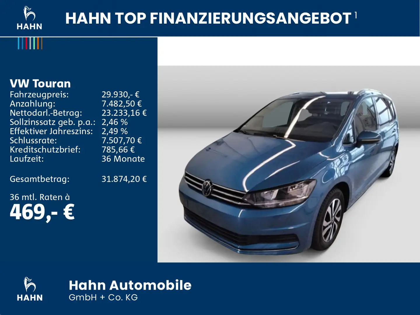 Volkswagen Touran 1.5TSI DSG Active 7-Sitzer AHK Navi Kinde Blau - 2